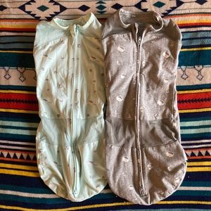 LOT of 2 Happiest Baby Sleepea 5-Second Swaddle Organic Cotton, Sz Small
